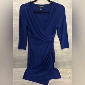 Lauren Ralph Lauren Royal Blue Ruched Waist Dress Size 4 Like New